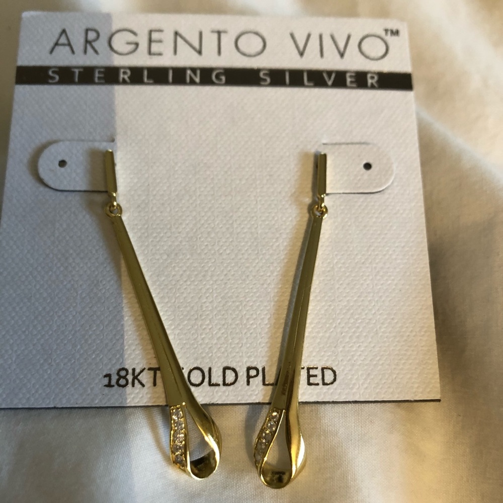 Argento Vivo CZ Slight Twist Line Earrings